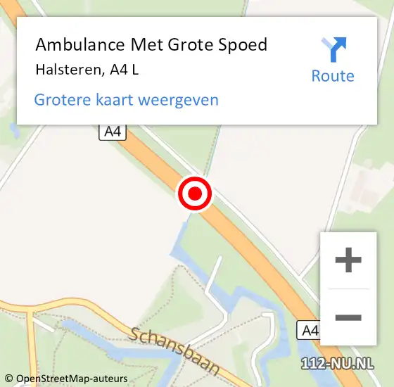 Locatie op kaart van de 112 melding: Ambulance Met Grote Spoed Naar Halsteren, A4 L op 4 december 2017 18:28
