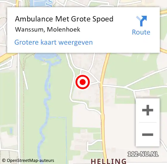 Locatie op kaart van de 112 melding: Ambulance Met Grote Spoed Naar Wanssum, Molenhoek op 4 december 2017 18:38