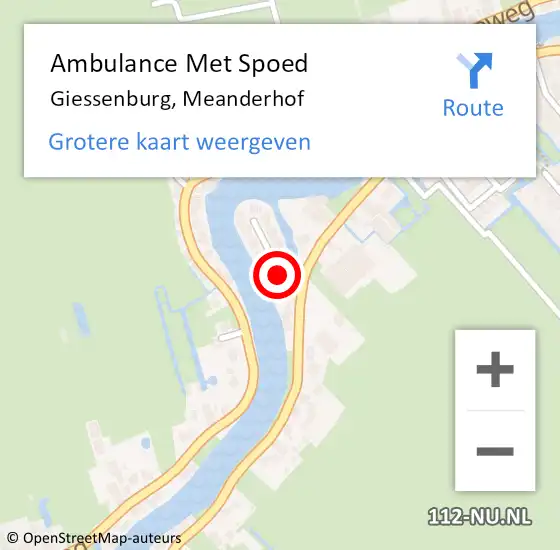 Locatie op kaart van de 112 melding: Ambulance Met Spoed Naar Giessenburg, Meanderhof op 4 december 2017 18:45