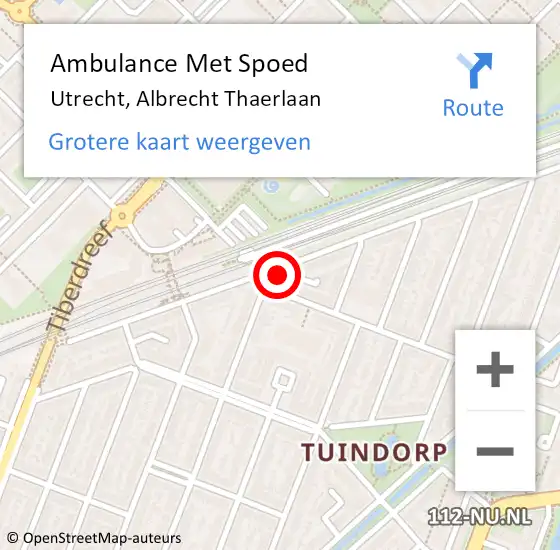 Locatie op kaart van de 112 melding: Ambulance Met Spoed Naar Utrecht, Albrecht Thaerlaan op 4 december 2017 19:28