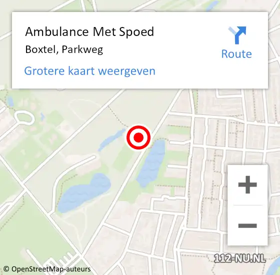 Locatie op kaart van de 112 melding: Ambulance Met Spoed Naar Boxtel, Parkweg op 4 december 2017 19:43