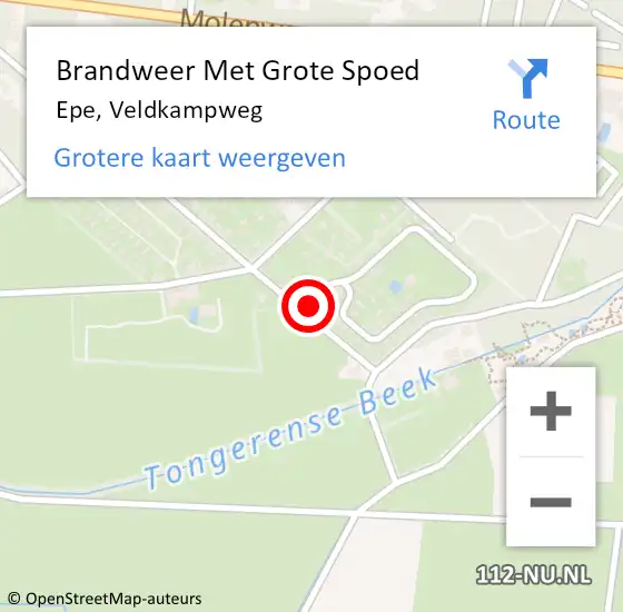 Locatie op kaart van de 112 melding: Brandweer Met Grote Spoed Naar Epe, Veldkampweg op 4 december 2017 20:00