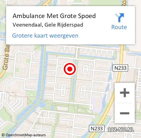 Locatie op kaart van de 112 melding: Ambulance Met Grote Spoed Naar Veenendaal, Gele Rijderspad op 4 december 2017 20:16