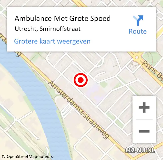 Locatie op kaart van de 112 melding: Ambulance Met Grote Spoed Naar Utrecht, Smirnoffstraat op 4 december 2017 20:45