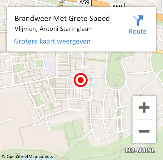 Locatie op kaart van de 112 melding: Brandweer Met Grote Spoed Naar Vlijmen, Antoni Staringlaan op 4 december 2017 21:19