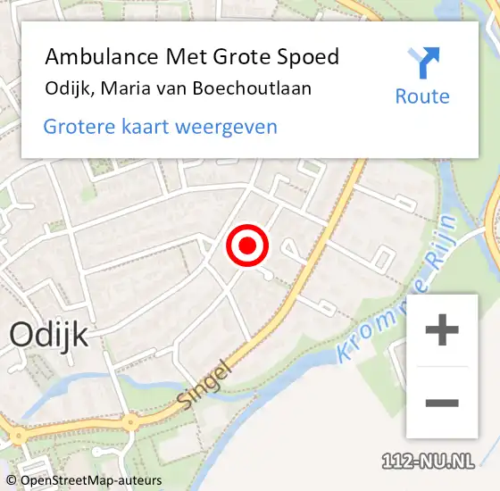 Locatie op kaart van de 112 melding: Ambulance Met Grote Spoed Naar Odijk, Maria van Boechoutlaan op 4 december 2017 21:30