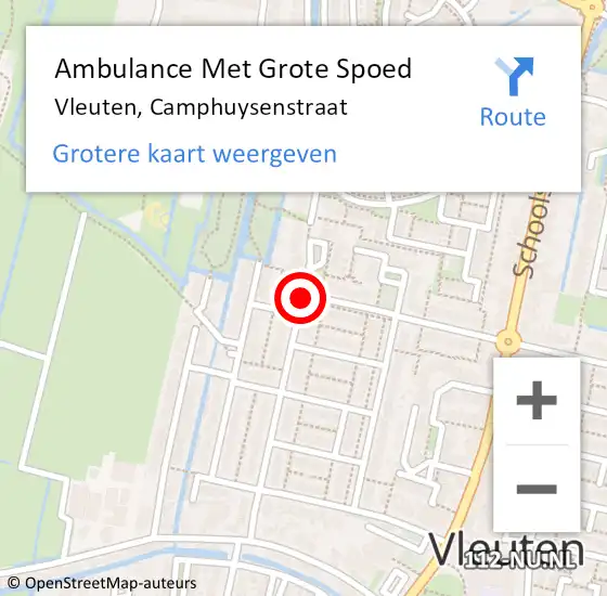 Locatie op kaart van de 112 melding: Ambulance Met Grote Spoed Naar Vleuten, Camphuysenstraat op 4 december 2017 21:43