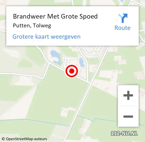 Locatie op kaart van de 112 melding: Brandweer Met Grote Spoed Naar Putten, Tolweg op 4 december 2017 21:47