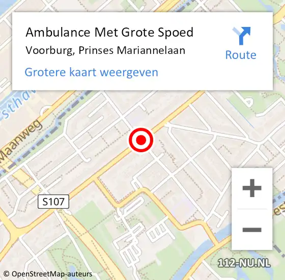 Locatie op kaart van de 112 melding: Ambulance Met Grote Spoed Naar Voorburg, Prinses Mariannelaan op 4 december 2017 22:20