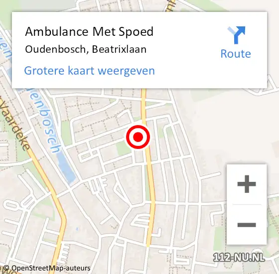 Locatie op kaart van de 112 melding: Ambulance Met Spoed Naar Oudenbosch, Beatrixlaan op 4 december 2017 22:25