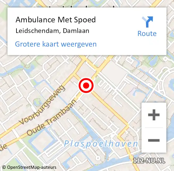 Locatie op kaart van de 112 melding: Ambulance Met Spoed Naar Leidschendam, Damlaan op 4 december 2017 23:06