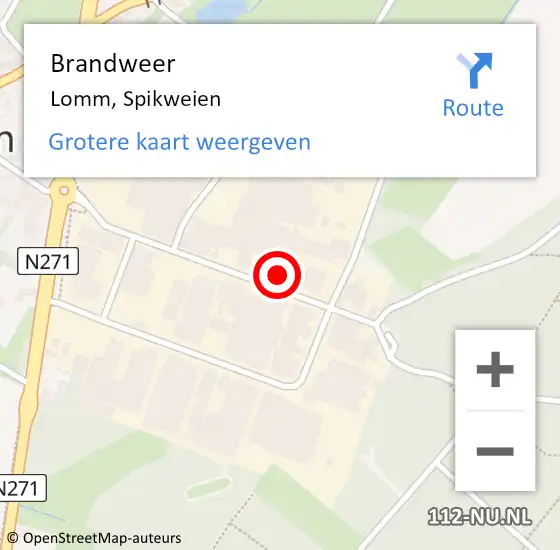 Locatie op kaart van de 112 melding: Brandweer Lomm, Spikweien op 5 december 2017 00:06