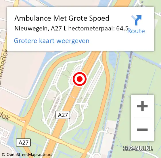 Locatie op kaart van de 112 melding: Ambulance Met Grote Spoed Naar Nieuwegein, A27 L hectometerpaal: 66,1 op 5 december 2017 00:30