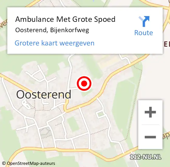 Locatie op kaart van de 112 melding: Ambulance Met Grote Spoed Naar Oosterend, Bijenkorfweg op 5 december 2017 01:39