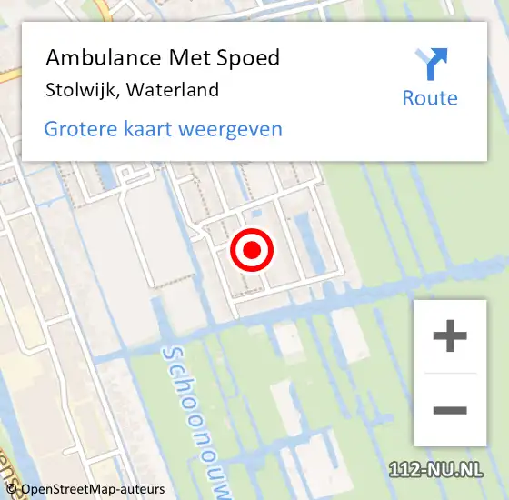 Locatie op kaart van de 112 melding: Ambulance Met Spoed Naar Stolwijk, Waterland op 5 december 2017 02:09