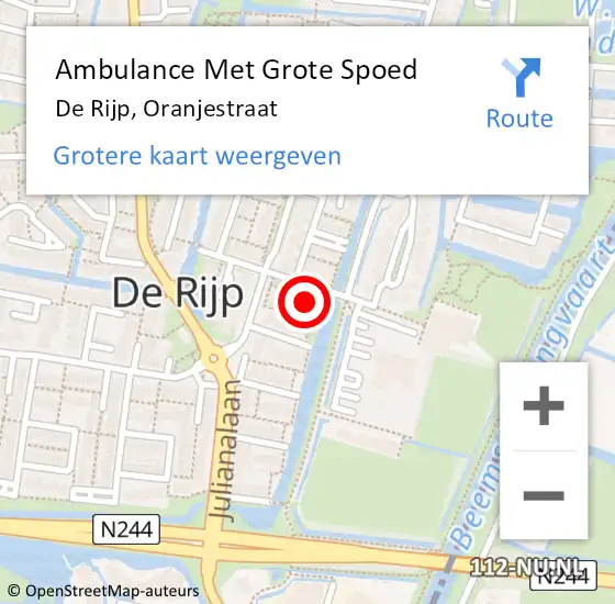 Locatie op kaart van de 112 melding: Ambulance Met Grote Spoed Naar De Rijp, Oranjestraat op 5 december 2017 02:33