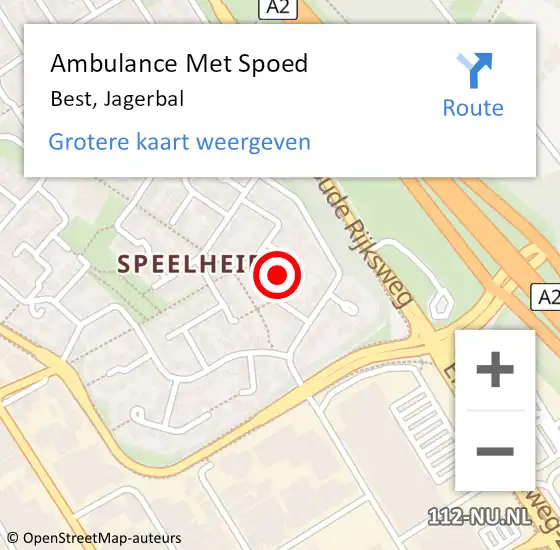 Locatie op kaart van de 112 melding: Ambulance Met Spoed Naar Best, Jagerbal op 5 december 2017 04:38