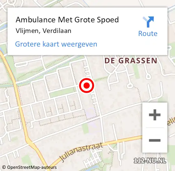 Locatie op kaart van de 112 melding: Ambulance Met Grote Spoed Naar Vlijmen, Verdilaan op 5 december 2017 05:03