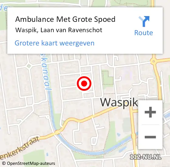 Locatie op kaart van de 112 melding: Ambulance Met Grote Spoed Naar Waspik, Laan van Ravenschot op 5 december 2017 05:19