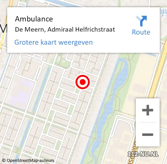 Locatie op kaart van de 112 melding: Ambulance De Meern, Admiraal Helfrichstraat op 5 december 2017 05:21