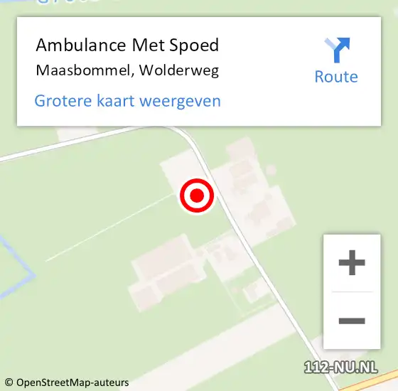 Locatie op kaart van de 112 melding: Ambulance Met Spoed Naar Maasbommel, Wolderweg op 5 december 2017 07:44