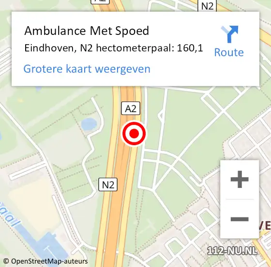 Locatie op kaart van de 112 melding: Ambulance Met Spoed Naar Eindhoven, N2 hectometerpaal: 164,3 op 5 december 2017 07:48