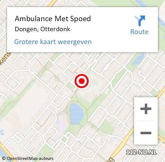 Locatie op kaart van de 112 melding: Ambulance Met Spoed Naar Dongen, Otterdonk op 5 december 2017 08:27