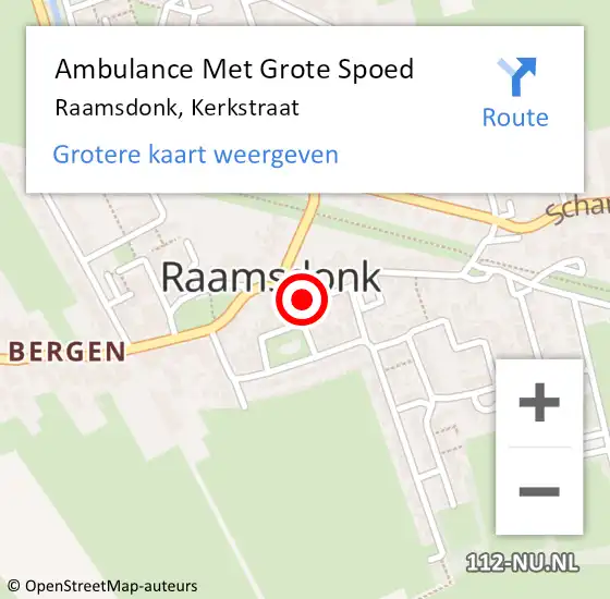 Locatie op kaart van de 112 melding: Ambulance Met Grote Spoed Naar Raamsdonk, Kerkstraat op 5 december 2017 08:59