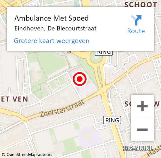 Locatie op kaart van de 112 melding: Ambulance Met Spoed Naar Eindhoven, De Blecourtstraat op 5 december 2017 09:01