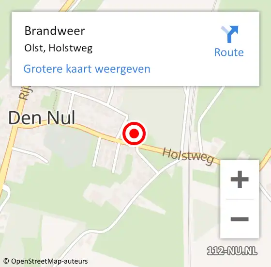 Locatie op kaart van de 112 melding: Brandweer Olst, Holstweg op 5 december 2017 09:16