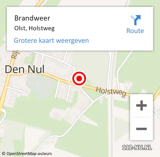 Locatie op kaart van de 112 melding: Brandweer Olst, Holstweg op 5 december 2017 09:25