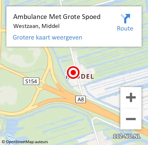 Locatie op kaart van de 112 melding: Ambulance Met Grote Spoed Naar Westzaan, Middel op 5 december 2017 09:26