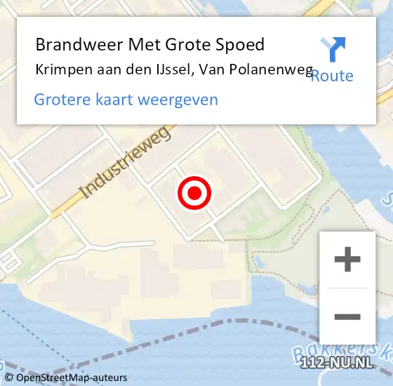 Locatie op kaart van de 112 melding: Brandweer Met Grote Spoed Naar Krimpen aan den IJssel, Van Polanenweg op 5 december 2017 09:36