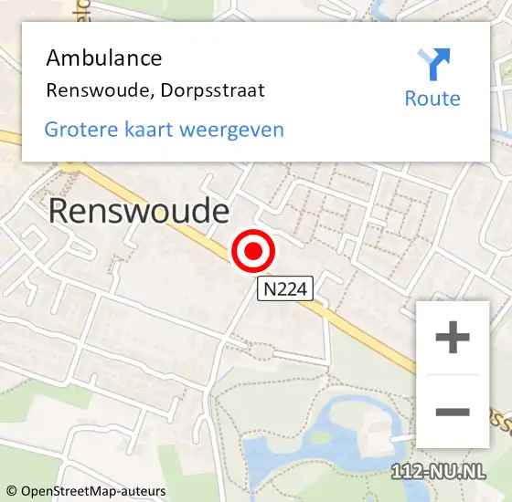 Locatie op kaart van de 112 melding: Ambulance Renswoude, Dorpsstraat op 5 december 2017 09:46