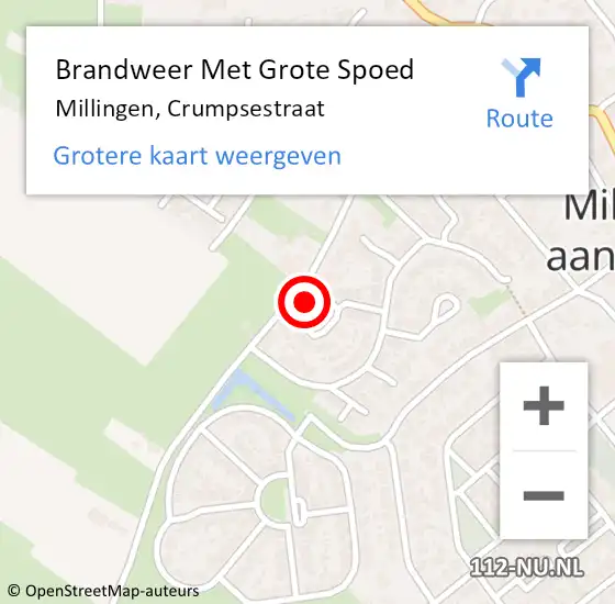 Locatie op kaart van de 112 melding: Brandweer Met Grote Spoed Naar Millingen, Crumpsestraat op 8 februari 2014 19:13