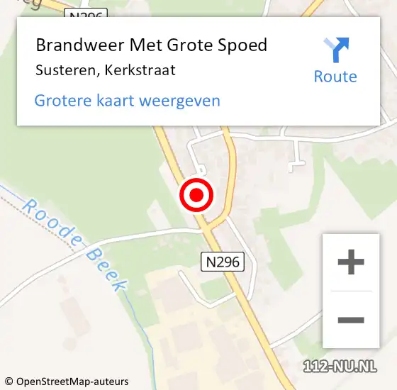Locatie op kaart van de 112 melding: Brandweer Met Grote Spoed Naar Susteren, Kerkstraat op 5 december 2017 10:44