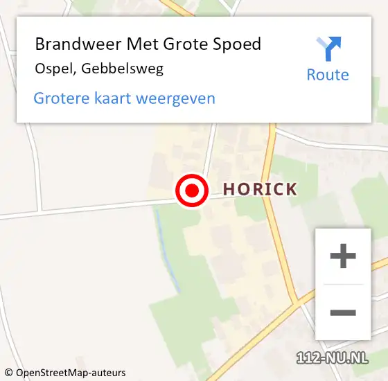 Locatie op kaart van de 112 melding: Brandweer Met Grote Spoed Naar Ospel, Gebbelsweg op 5 december 2017 11:03