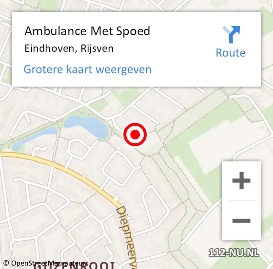 Locatie op kaart van de 112 melding: Ambulance Met Spoed Naar Eindhoven, Rijsven op 5 december 2017 11:08