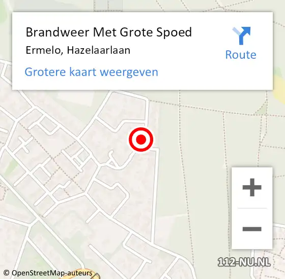 Locatie op kaart van de 112 melding: Brandweer Met Grote Spoed Naar Ermelo, Hazelaarlaan op 5 december 2017 11:21