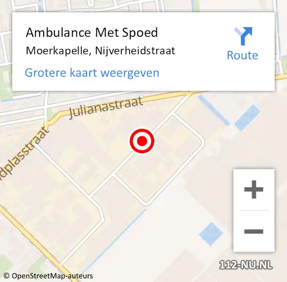 Locatie op kaart van de 112 melding: Ambulance Met Spoed Naar Moerkapelle, Nijverheidstraat op 5 december 2017 11:23