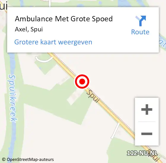 Locatie op kaart van de 112 melding: Ambulance Met Grote Spoed Naar Axel, Spui op 5 december 2017 11:26