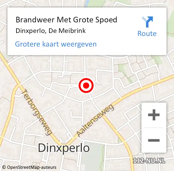 Locatie op kaart van de 112 melding: Brandweer Met Grote Spoed Naar Dinxperlo, De Meibrink op 5 december 2017 11:36