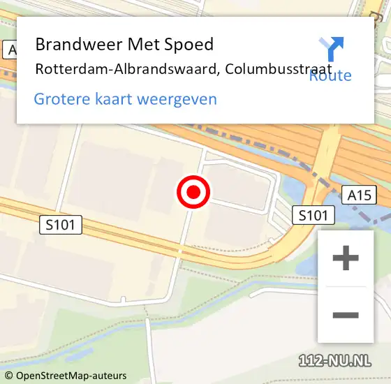 Locatie op kaart van de 112 melding: Brandweer Met Spoed Naar Rotterdam-Albrandswaard, Columbusstraat op 5 december 2017 11:52