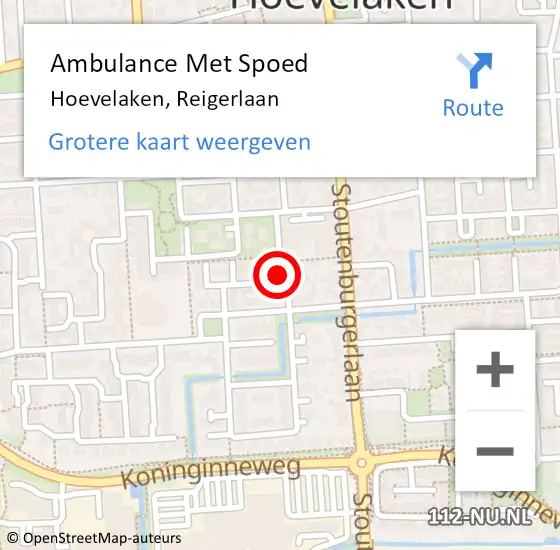 Locatie op kaart van de 112 melding: Ambulance Met Spoed Naar Hoevelaken, Reigerlaan op 5 december 2017 12:17