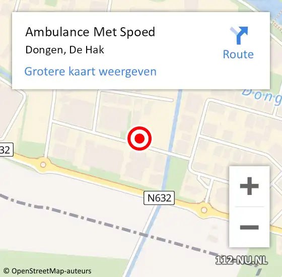 Locatie op kaart van de 112 melding: Ambulance Met Spoed Naar Dongen, De Hak op 5 december 2017 13:11