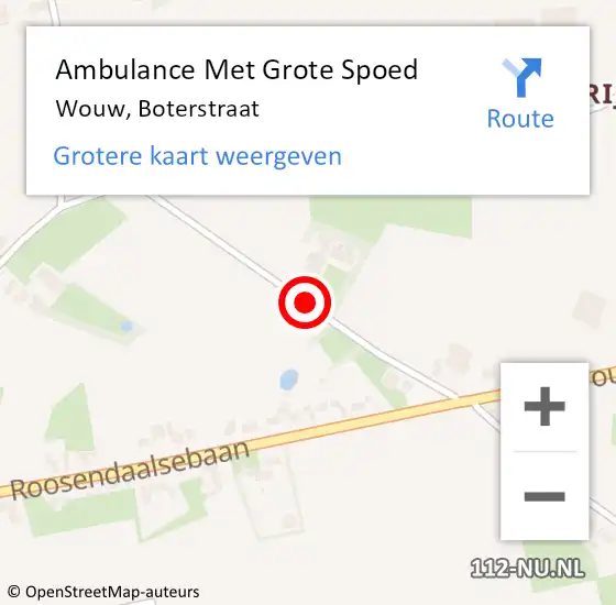 Locatie op kaart van de 112 melding: Ambulance Met Grote Spoed Naar Wouw, Boterstraat op 8 februari 2014 19:45