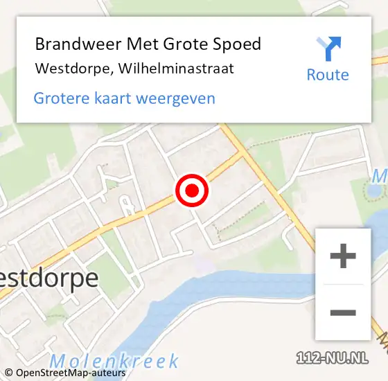 Locatie op kaart van de 112 melding: Brandweer Met Grote Spoed Naar Westdorpe, Wilhelminastraat op 5 december 2017 14:42