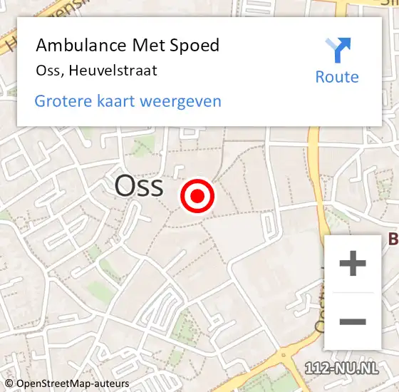 Locatie op kaart van de 112 melding: Ambulance Met Spoed Naar Oss, Heuvelstraat op 5 december 2017 14:58