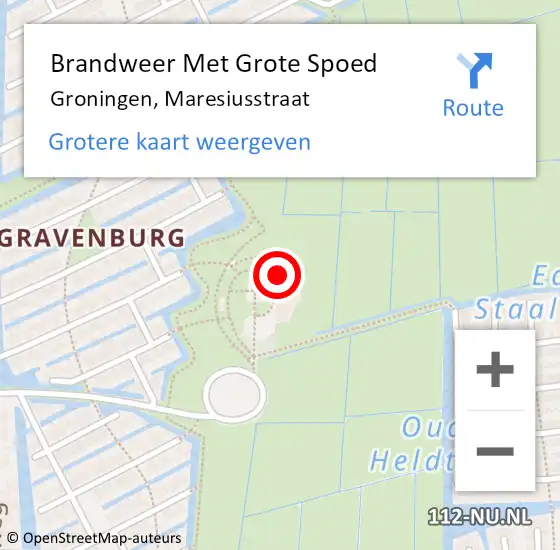 Locatie op kaart van de 112 melding: Brandweer Met Grote Spoed Naar Groningen, Maresiusstraat op 5 december 2017 15:02