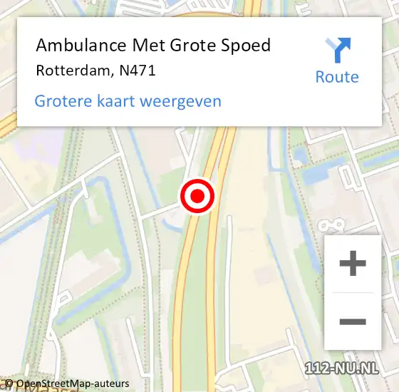 Locatie op kaart van de 112 melding: Ambulance Met Grote Spoed Naar Rotterdam, N471 op 5 december 2017 15:19